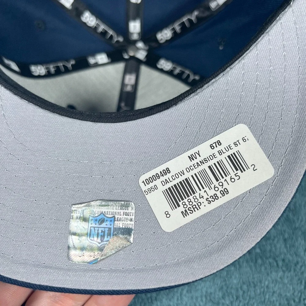 New Era 59FIFTY Navy‎ Dallas Cowboys Embroidered Logo NFL Fitted Hat 6 7/8